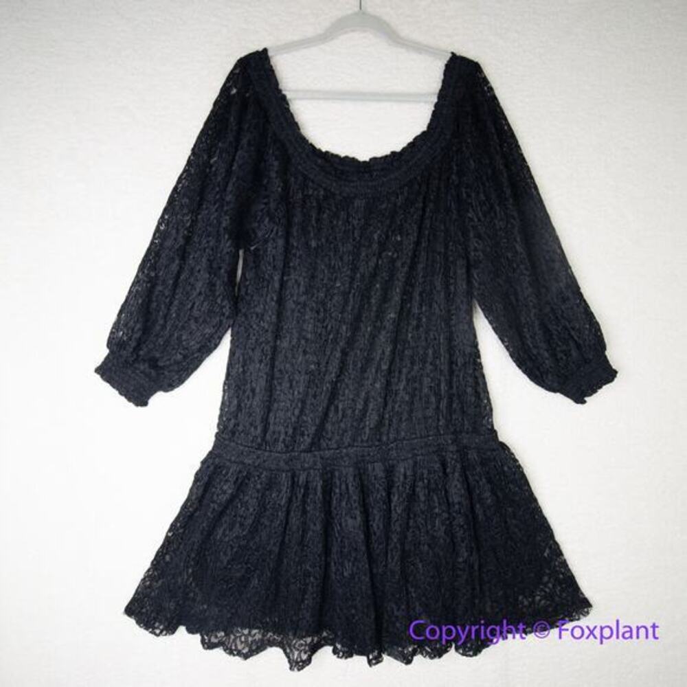 New! Free People One Party Carina Meadow Black Lace Mini Dress With Bandeau,  XL - Picture 7 of 16